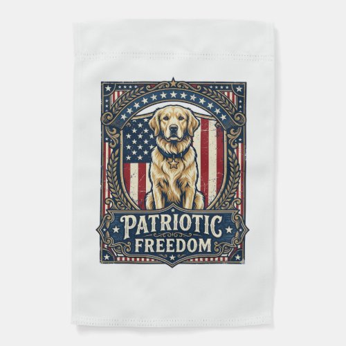 Patriotic Golden Retriever Vector Graphic Tee_1 Garden Flag