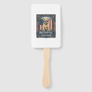 Patriotic Golden Retriever Vector Graphic Tee_1 Hand Fan
