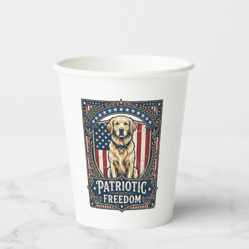 Patriotic Golden Retriever Vector Graphic Tee_1 Paper Cups