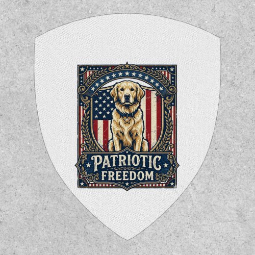 Patriotic Golden Retriever Vector Graphic Tee_1 Patch