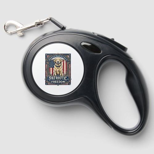 Patriotic Golden Retriever Vector Graphic Tee_1 Retractable Pet Leash
