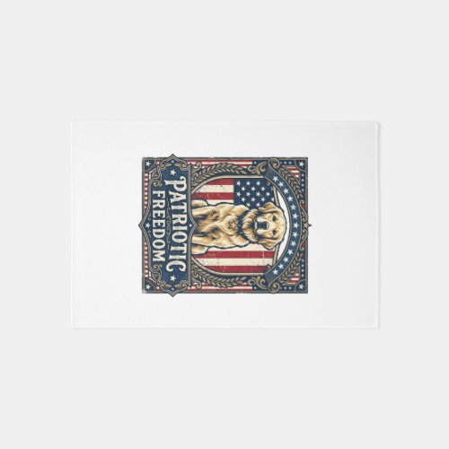 Patriotic Golden Retriever Vector Graphic Tee_1 Rug