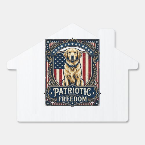 Patriotic Golden Retriever Vector Graphic Tee_1 Sign