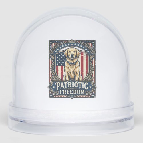 Patriotic Golden Retriever Vector Graphic Tee_1 Snow Globe