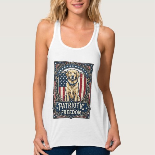 Patriotic Golden Retriever Vector Graphic Tee_1 Tank Top