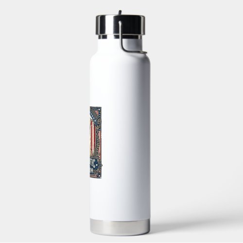 Patriotic Golden Retriever Vector Graphic Tee_1 Water Bottle