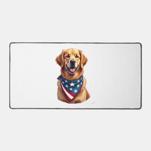 Patriotic Golden Retriever Vintage Engraving Shirt Desk Mat