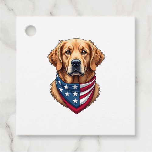Patriotic Golden Retriever Vintage Engraving Shirt Favor Tags