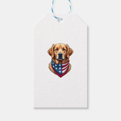 Patriotic Golden Retriever Vintage Engraving Shirt Gift Tags