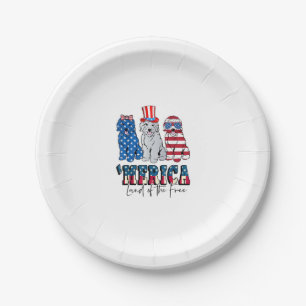 Patriotic Goldendoodle Dog 4th of July America USA Paper Plates