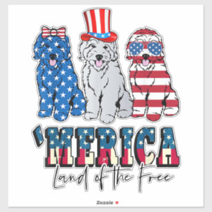 Patriotic Goldendoodle Dog 4th of July America USA Sticker