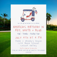 Patriotic Golf Cart Party Red White Blue July 4th