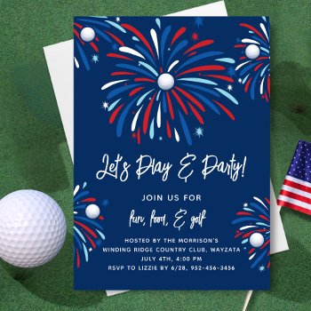 Patriotic Golf & Fireworks 4th Of July Party Invitation by colorfulgalshop at Zazzle