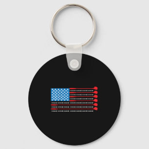 Patriotic Golf Shirt - Usa Flag Golf Clubs & G Keychain