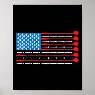 Patriotic Golf Shirt - Usa Flag Golf Clubs &amp; G Poster