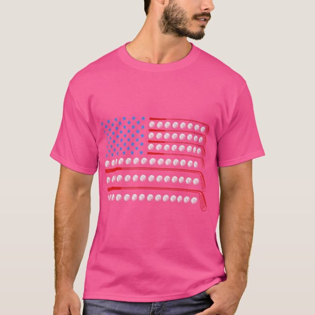 Patriotic Golf Usa Flag Golf Clubs 4Th Of July Gol T-Shirt (Front)