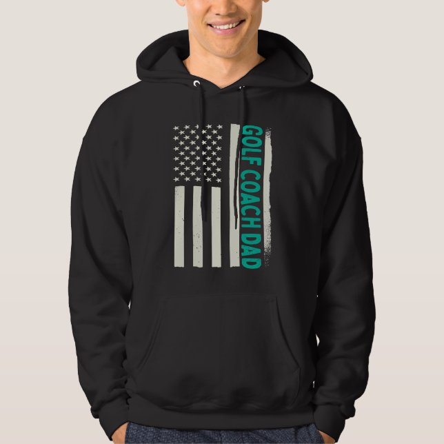 Patriotic Golfing Player Golfer  Golf Coach Dad Hoodie (Front)