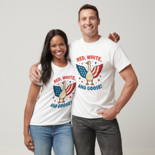 Patriotic Goose 4th of July Coquette USA T-Shirt