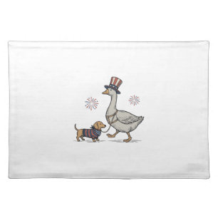 Patriotic Goose and Dachshund Vintage Shirt Design Cloth Placemat
