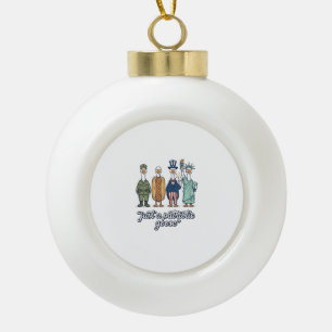 Patriotic Goose Lineup Vintage Vector Shirt_1 Ceramic Ball Christmas Ornament