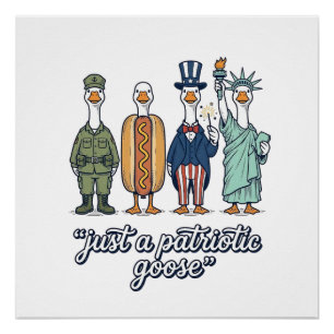 Patriotic Goose Lineup Vintage Vector Shirt_1 Poster