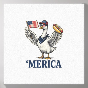 Patriotic Goose 'Merica Hot Dog Vintage Shirt Desi Canvas Photo Tile