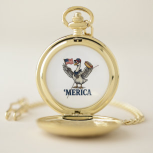 Patriotic Goose 'Merica Hot Dog Vintage Shirt Desi Pocket Watch