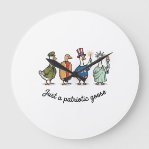 Patriotic Goose Vintage Engraving Funny USA Shirt Large Clock