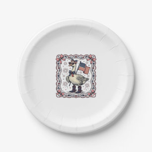 Patriotic Goose Vintage Engraving Paper Plates
