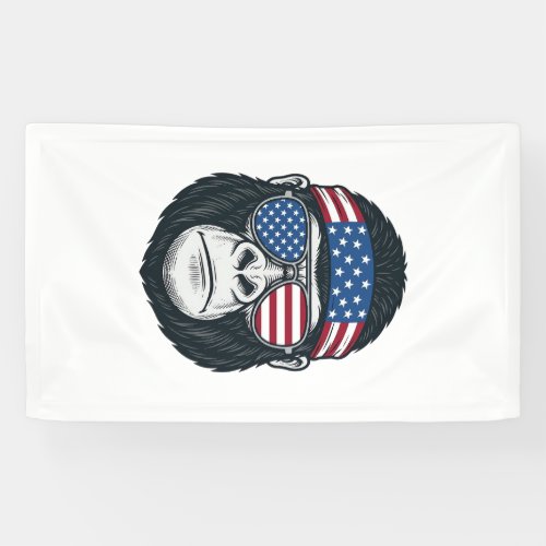 Patriotic Gorilla Face Vintage Engraving Vector_1 Banner