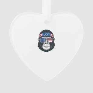 Patriotic Gorilla Face Vintage Engraving Vector_1 Ornament