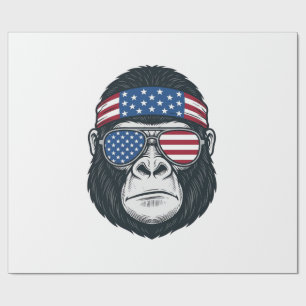 Patriotic Gorilla Face Vintage Engraving Vector_1 Wrapping Paper