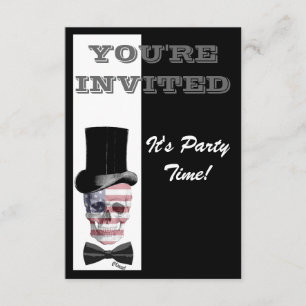 Patriotic Gothic Steampunk skull Invitation