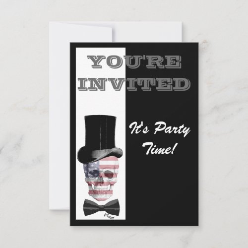 Patriotic Gothic Steampunk skull Invitation