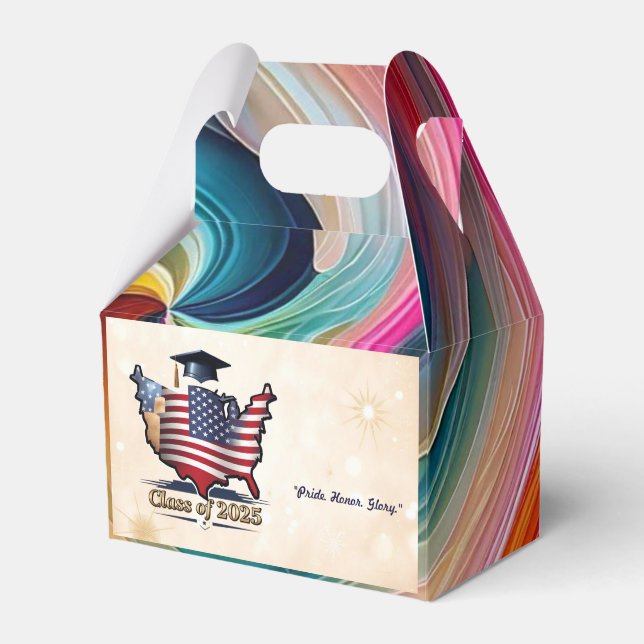 "Patriotic Graduation Party Supplies" Favor Boxes (Front Side)