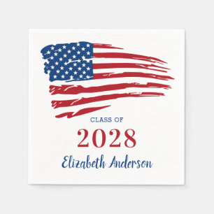 Patriotic Graduation USA American Flag Military Napkins