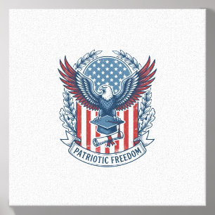 Patriotic Graduation Vector Graphic Tee Canvas Photo Tile