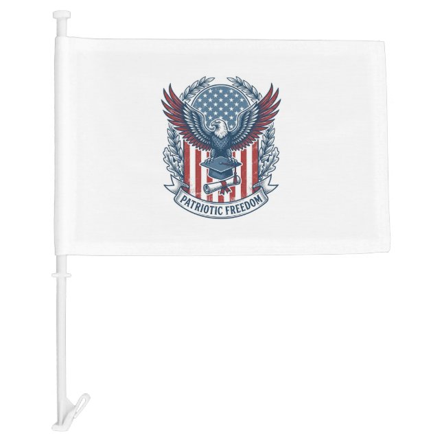 Patriotic Graduation Vector Graphic Tee Car Flag (Front)