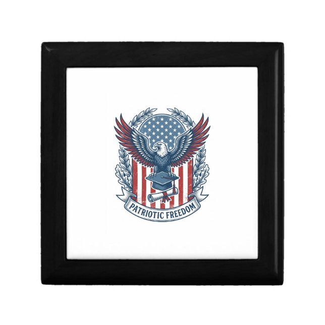 Patriotic Graduation Vector Graphic Tee Gift Box (Front)