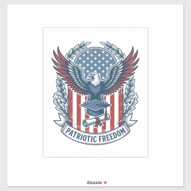 Patriotic Graduation Vector Graphic Tee Sticker (Sheet)