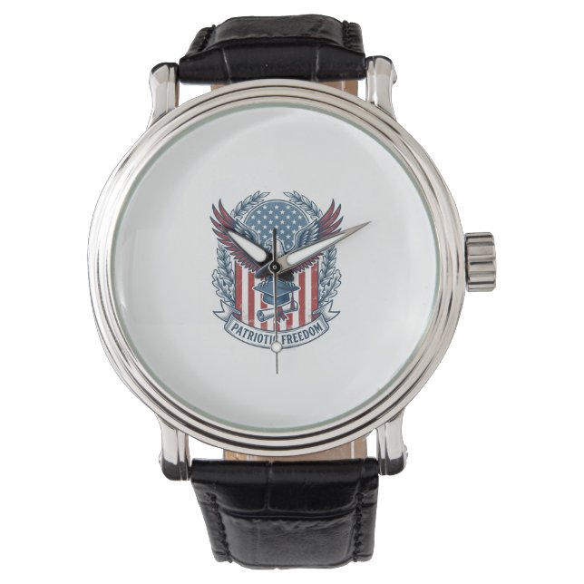 Patriotic Graduation Vector Graphic Tee Watch (Front)