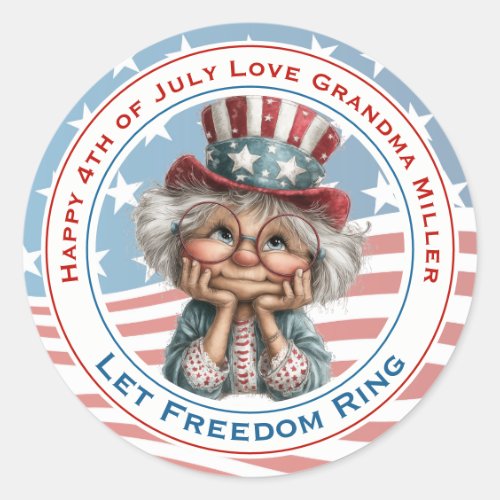 Patriotic Grandma 4th of July Sticker