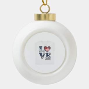 Patriotic Grandma Life Love Vintage Shirt Design_1 Ceramic Ball Christmas Ornament