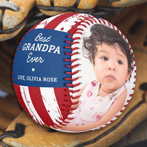 Patriotic GRANDPA American Flag Custom 2 Photo Baseball