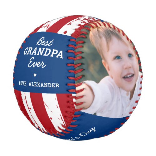 Patriotic GRANDPA Father's Day Custom 2 Photo Baseball - Best Grandpa Ever ... Surprise your Grandfather this Father's Day with this super cute custom 2 photo American Flag baseball. Customize this patriotic grandpa baseball with your favorite photos, and name and year. 
Great gift from the kids. Visit our collection for the best granddad father's day gifts and personalized dad gifts.  COPYRIGHT © 2020 Judy Burrows, Black Dog Art - All Rights Reserved. Patriotic GRANDPA Father's Day Custom 2 Photo Baseball