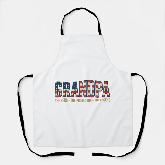 Patriotic Grandpa Hero Protector Legend Vector Des Apron (Front)