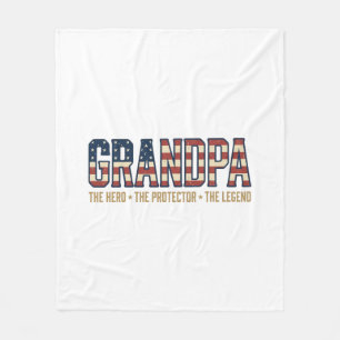 Patriotic Grandpa Hero Protector Legend Vector Des Fleece Blanket
