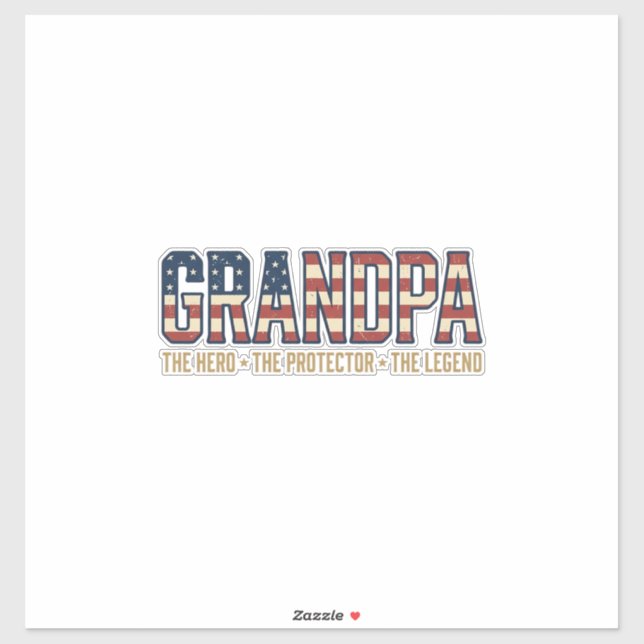 Patriotic Grandpa Hero Protector Legend Vector Des Sticker (Sheet)