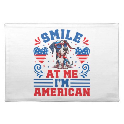 Patriotic Great Dane Dog for 4th Of July Cloth Placemat