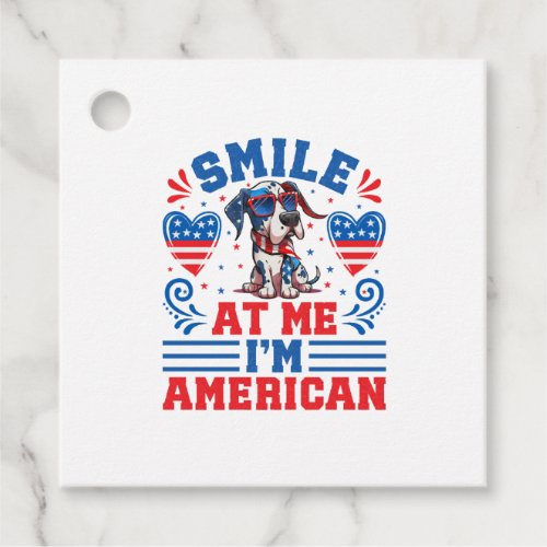 Patriotic Great Dane Dog for 4th Of July Favor Tags